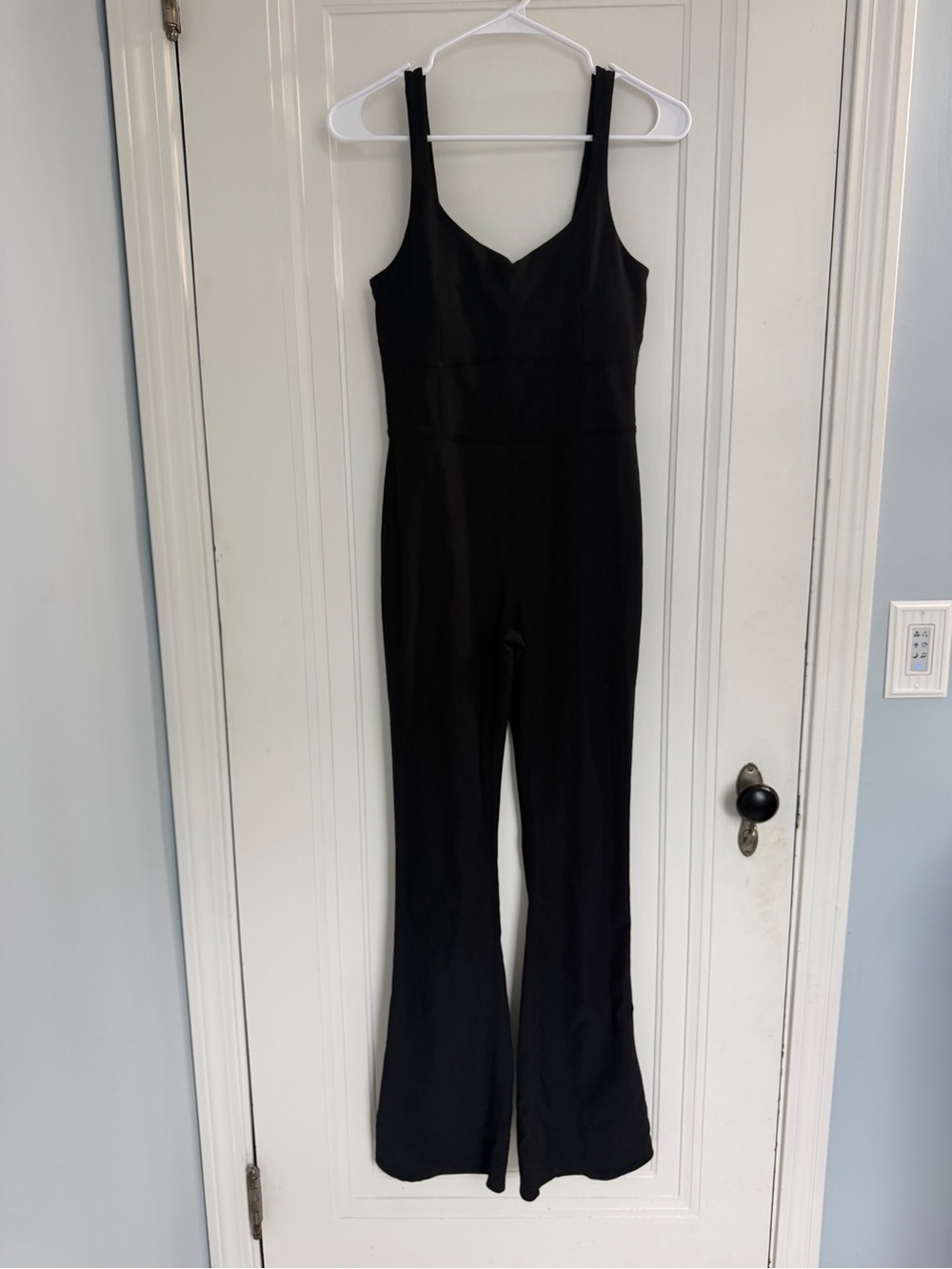 WILO The Label Black Ribbed Flare Leg Jumpsuit Size M Stretch Sleeveless